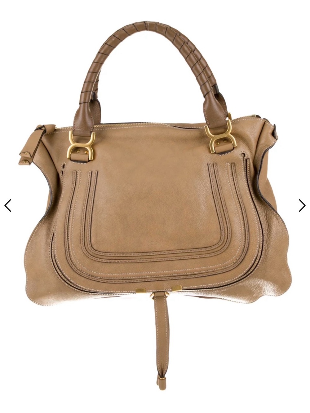 Chloe Tan Leather Tote with Braided Handles and Gold Hardware